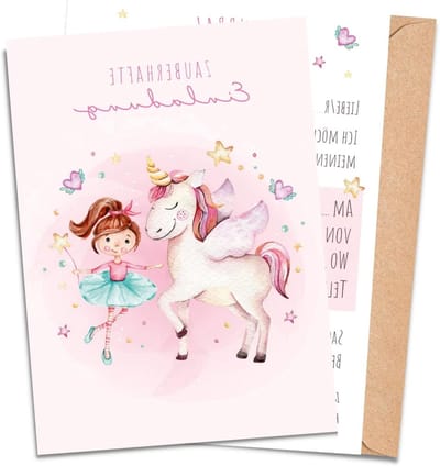 Uitnodigingskaarten Kinderfeestje - Verjaardagskaarten Kinderen - Feest Organiseren - Met Enveloppen - 10.5 x 14.8 cm - Multicolor