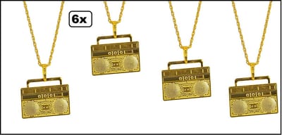 6x Ketting ghettoblaster - 80s - 90s party festival optocht party fun rapper ghetto blaster