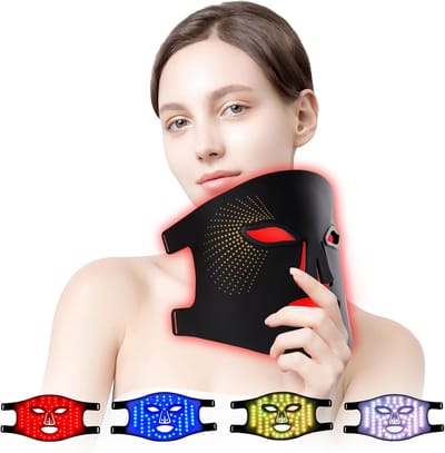 Gezichtsmasker - Lichttherapie Masker - Huidverbetering Thuis - Zacht Siliconen Materiaal - 4 Kleuren - Zwart