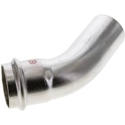45 graden L-Perskoppeling - 42mm Persmof & 42mm Buiseinde - RVS