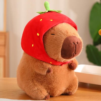 Aardbeienhoed Kapibala Pop Schattige Kapibara Hanger Pluche Speelgoed Pop Pop 12CM
