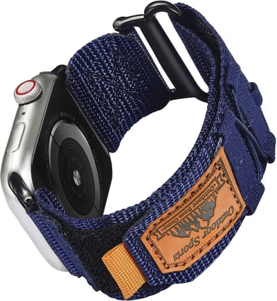 Stravo Hoogwaardige boutique nylon horlogebandje - Geschikt voor Apple Watch 42mm (Series 11/10), 41mm (Series 9/8/7), 40mm (Series 6/5/4, SE 3/2/1), 38mm (Series 3/2/1) - Nylon Sportbandje Loop Bandje - Blauw
