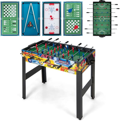 COSTWAY 12-in-1 speeltafel, tafelspel met tafelvoetbal, airhockey, biljart, tafeltennis, schaakje, bowling, shuffleboard, combitafel, activiteitstafel voor thuis, kantoor, bar