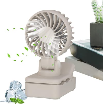 VHV - Tafelventilator - Bureauventilator - Clip ventilator - Mini ventilator - Oplaadbaar - Stil - Krachtig - Voor kantoor, thuis en op reis - 6 x 7 x 10.5 cm -Abrikoos