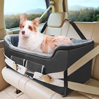 Autostoelverhoger Hond - Reisstoel Puppy - Veilig Reizen - Verhoogd Uitzicht - 76 cm Lengte - Zwart