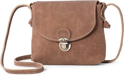 SnelShoppen - Kleine crossbodytas voor dames met anti-diefstalvergrendeling - PU-leer vintage handtas - Bruin - Ideaal voor uitgaan, reizen en dagelij