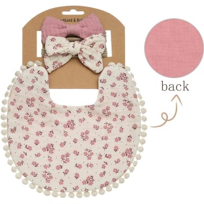 3 Stuks/Set Baby Bloemen Slabben & Hoofdbanden Strik Nylon Haarbanden Dubbelzijdig Kwijldoek Voeden Spuugdoek Sjaal Jongens Meisjes Hoofddeksel white