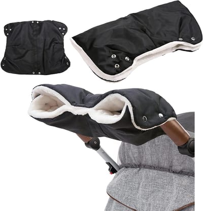 Kinderwagen handwarmer - Universele maat - Warme handmof voor buggy en wielaanhanger - Zwart