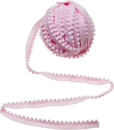 11 Yard Pompoms met Fringes en Tassels voor Creatieve Projecten, Feestdecoratie en Naaiwerk, 13 mm, Roze