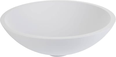 Ronde Waskom - Opbouw Wastafel - Badkamer Inrichting - Naadloze Solid Surface - Ø 43x13 cm - Mat Wit