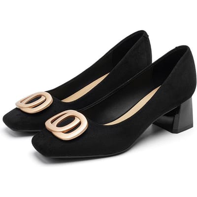 Zachtaardig Temperament Oma Schoenen Koreaans Nieuw Schoenen met Dikke Hak Dames Vierkante Neus Mode Pendelschoenen Vrouwen 38 zwart