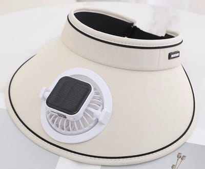 WK Volwassenen zonnekap met ventilator – Zonne Pet- – Zonnepaneel + Type-C Opladen – UV-beschermende zomerhoed – Ventilator werkt continu onder de zon – Ingebouwde ventilator – 600mAh – Beige