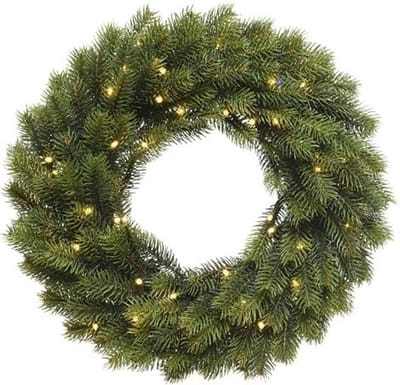 Dennenkrans 40 cm met verlichting - deurkransen / kerstkrans