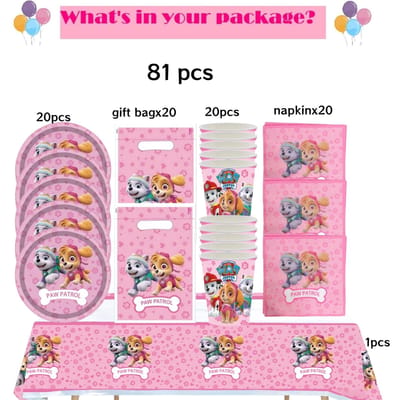 Roze Paw Patrol Verjaardagsfeest Decoratie Skye Wegwerp Servies Tafelkleed Bord Folie Ballonnen Babyborrel Meisjes Feestartikelen