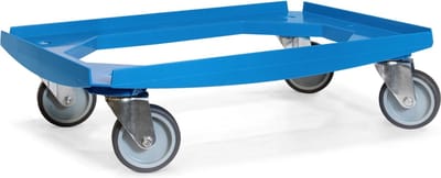 MESO Onderwagen Rolplateau ABS Blauw - Laadvlak 600x400mm - Max 250kg - 4 TPR Zwenkwielen Ø100mm - Kratwagen - Transportplateau - Rolwagen Magazijn