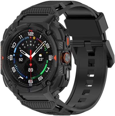 Armour bandje - met ingebouwde case - geschikt voor Samsung Galaxy Watch Ultra (47mm) / Ultra 2025 (47mm) - zwart