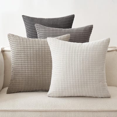 Famanu – Corduroy ribfluweel granulaat kussenhoezen set van 4 (40x40 cm) – zachte decoratieve sierkussenhoezen – bank/woonkamer