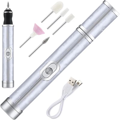Draadloze Elektrische Nagelvijl Nagelfrees Met 5 Bitjes Wit - 4 Bedieningsmodi - Manicure Pedicure Set Elektrisch - Oplaadbaar - USB C Kabel