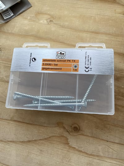 Hardhoutschroef. 5.0 x 80mm. lang. Platkop-Torx-30. Verzinkt . 5 stuks Professionele Spaanplaat schroeven. Ifix-pro.