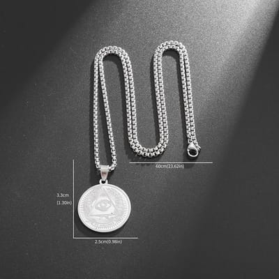 Roestvrij Staal Verlichting Feestketting Demonenoog Verlichting Feestmunten Medaille Hanger Ketting Sieraden gray