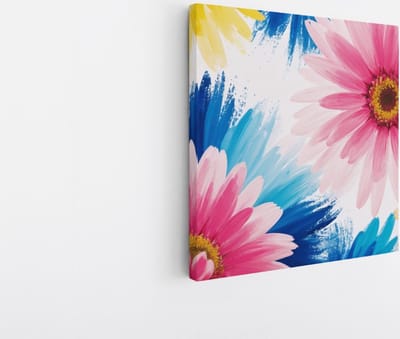 Saammp Canvas Schilderij - Kleurrijke bloemen - Natuur - 20x20 - Foto op canvas - Wanddecoratie - Muurdecoratie Woonkamer - Kantoor Decoratie