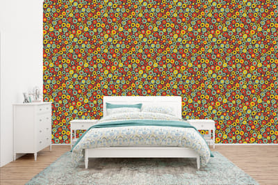 Behang - Fotobehang Patroon - Jaren 70 - Retro - Bubbel - Breedte 400 cm x hoogte 240 cm