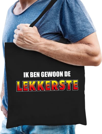 Ik ben gewoon de lekkerste katoenen tas zwart - tasje / shopper voor heren