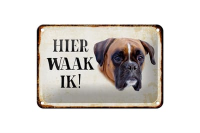 Femer Blikken bordje met tekst 18x12cm nederlands Hier Waak ik Boxer Decoratie