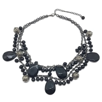Behave - Ketting - Zwart-Antraciet - Dames - Double Layer - 40 cm