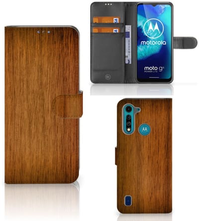 Motorola G8 Power Lite Book Style Case Donker Hout