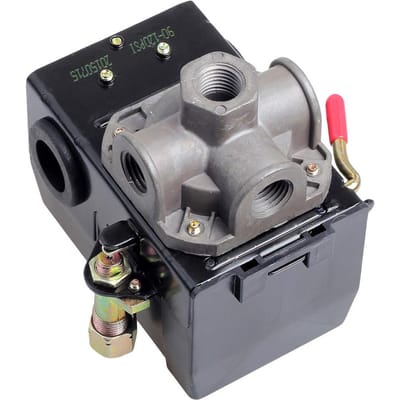Luchtcompressor Drukschakelaar Regelklep 120PSI 4 Poort Ontlader Aan/Uit Hendel zwart