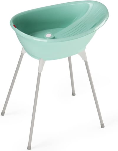RUX® Baby Badje Met Standaard - Babybadje - Inklapbaar Bad - Bad Baby - Zitbad - Opvouwbaar Bad Kinderen - Baby badje - Bath Bucket - Opvouwbaar bad baby - Babybadset - Licht Blauw - 28cm x 64cm x 25cm