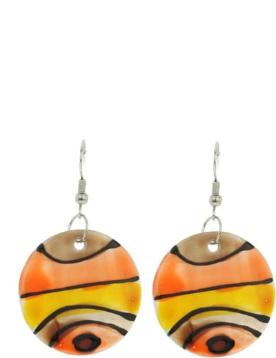 Behave - Schelpen oorbellen oranje geel - Boho festival stijl - 5 cm