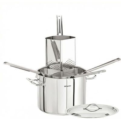 GGM Gastro Pastatopf - Edelstahl - 22,4 Liter - Ø 360mm - inkl. 4 Siebe - Induktionsgeeignet Zilver