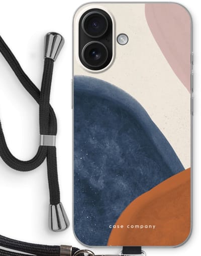 Case Company® - Hoesje met koord geschikt voor iPhone 16 hoesje met Koord - Geo #1 - Telefoonhoesje met Zwart Koord - Bescherming aan alle Kanten en Over de Schermrand