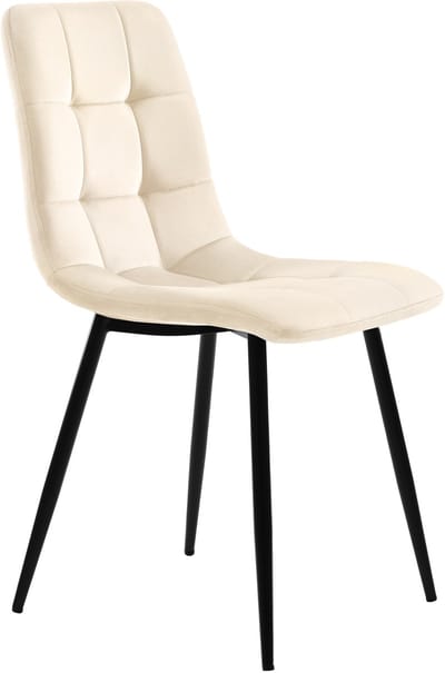Eetkamerstoelen (4 stuks), beige, set van 4 gestoffeerde designstoelen met rugleuning, fluwelen zitting en metalen frame.