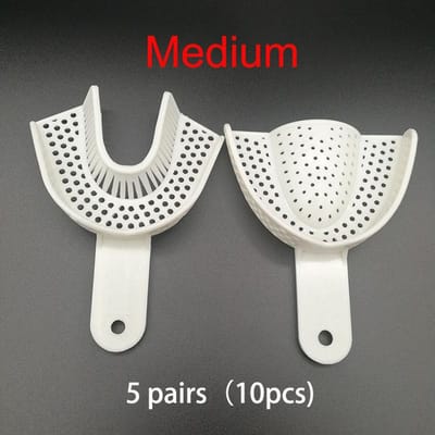 10 Pièces Porte-empreintes Dentaires en Plastique sans Grille Outils de Dentiste Porte-dents Plateau Matériel de Laboratoire Dentaire