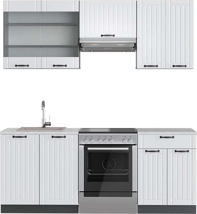 Vicco Fame-Line Complete keukeneenheid – 200 cm, WB Marmer Landhuis wit/antraciet