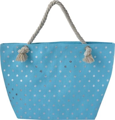 Strandtas blauw gestippeld, Blauwe strandtas, Grote strandtas, Strandtas XL, Zomer, Strand