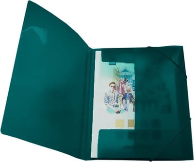 EXXO-HFP #51332 - A4 Elastomap met 3 Kleppen - Opaak Polyprop - Aqua Blauw - 20 stuks (4 pak @ 5 stuks)