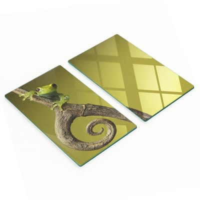 Decoratieve glazen snij- en serveerplanken Groene Kikker 2x30x52 cm