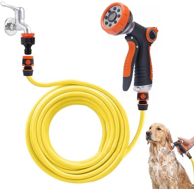 2-in-1 Warm & Koud Honden Douchekop – Hogedruk Handdouche met 2,5m Slang – Voor Tuin, Auto Wassen & Huisdieren Buiten Douchen – Met Pauzeknop