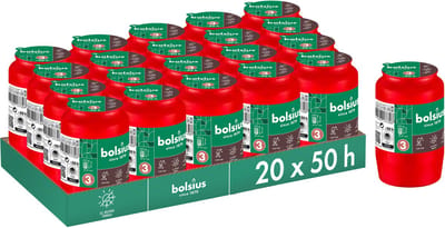 Bolsius - Herdenkingslicht - Rood - 20 stuks - 50 Branduren