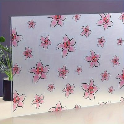 1 Rouleau avec Poudre Adhésive Motif Lys Film pour Fenêtre Autocollants pour Fenêtre, Découpable Autocollants pour Fenêtre en Verre Salle de Bain Bureau Fenêtre de Cuisine 5m gray