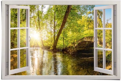 Poster Zonnestralen in het bos - 61 x 91,5 - Papier - REINDERS
