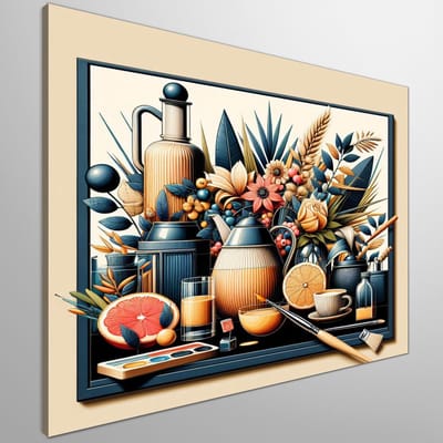 Modern stilleven schilderij | Hedendaagse uitstraling: Levendige stillevens in moderne kunst gevangen | Kunst - 30x30 centimeter op Canvas | Foto op Canvas