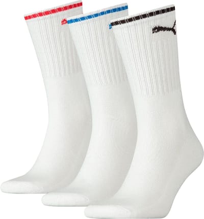 Unisex puma crew sokken met strepen – 3 paar – White – 39-42