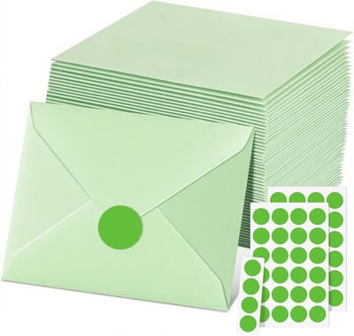Set van 50 Groene Papieren Enveloppen, Klein 13.5 x 18.5 cm, 110 g/m², Zonder Venster, Perfect voor Brieven, Uitnodigingen en Kaarten