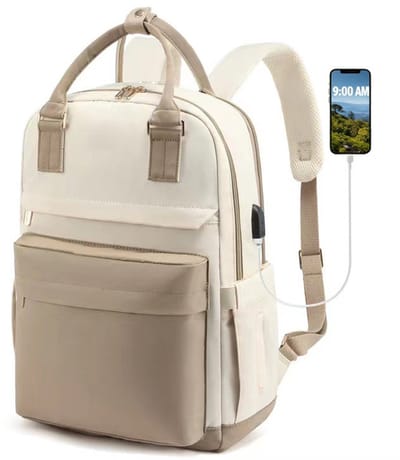 Rugzak Voor Dames - Rugtas - Grote 40l Reistas Met Laptopvak - Comfortabele Schoolrugzak Voor School Universiteit En Dagelijks Reizen - Ruime Waterafstotende Backpack In Beige