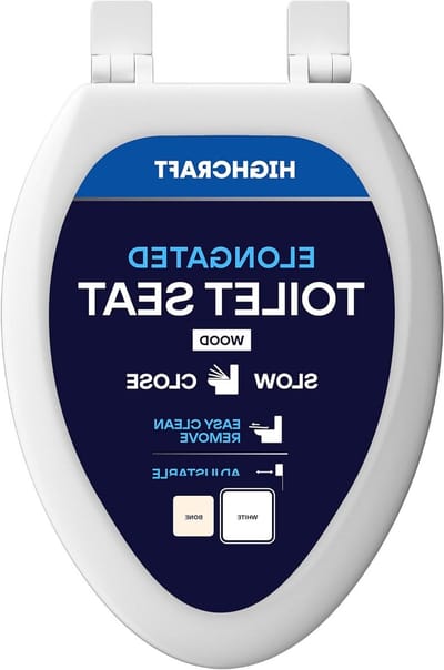 Houten Toiletbril - Zitting Toilet - Badkamer Vernieuwen - Langzaam Sluitend - Langwerpig Model - Wit